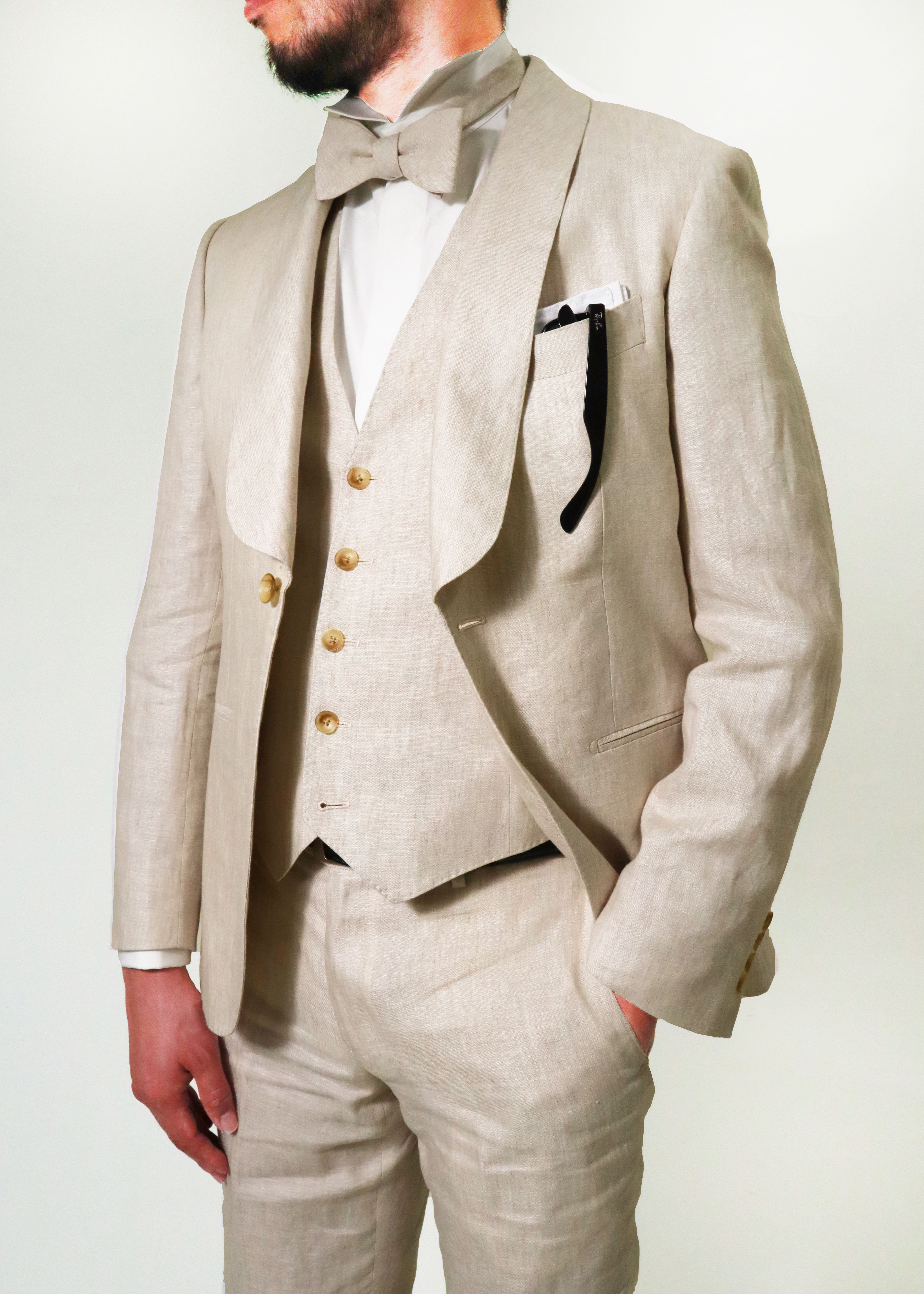 ショールカラーカジュアルタキシード（Beige） – 瀧定名古屋株式会社